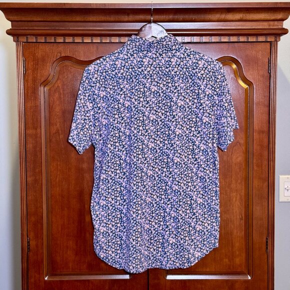 Bonobos Men’s Navy Floral Short Sleeve Cotton Button-Down Shirt Standard Fit M - Picture 2 of 6